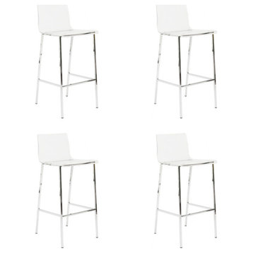 Micheal's Modern Low Back Acrylic Stool With Back Silver Set of 4