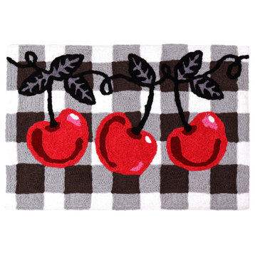 Cherries on Checks Indoor Outdoor Accent Doormat,  20"x30"
