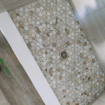 Custom Marble shower with 3D pan tile
