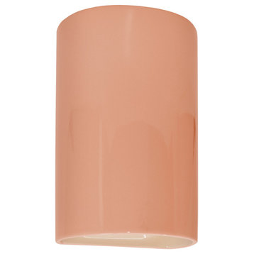 Ambiance Small Cylinder Outdoor Wall Sconce, Open, Gloss Blush, E26