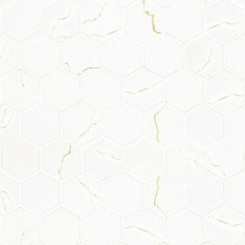 Miraggio Gold Porcelain Hexagon Mosaic Wall & Floor Tile, (4x4 or 6x6) Sample