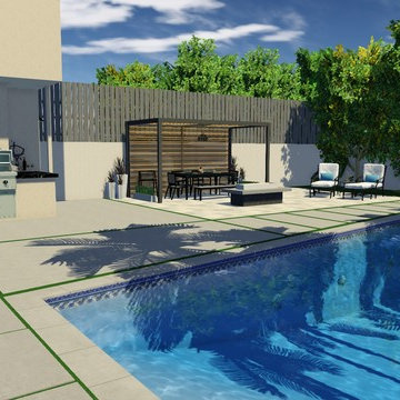 Modern Backyard | Lap Pool and Custom Pergola