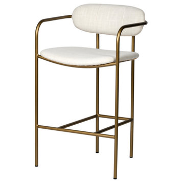 Parker Cream Fabric Seat with Gold Metal Frame Counter Stool