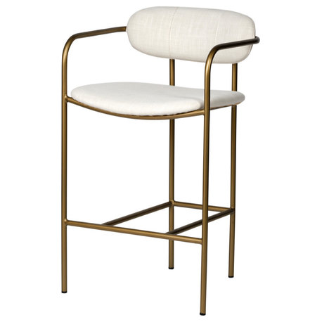 Parker Cream Fabric Seat with Gold Metal Frame Counter Stool