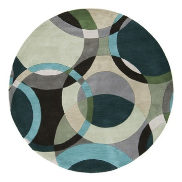 Forum Modern Circle Pattern Round Rug in Sea Foam / Teal by Surya -$199.29