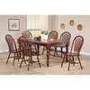 Andrews 7PC Rectangle Extending Dining Set w Windsor Chairs Chestnut Brown Wood
