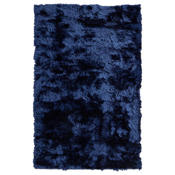 Weave & Wander Freya Plush Shag Rug, Dark Blue, 4'9"x7'6"