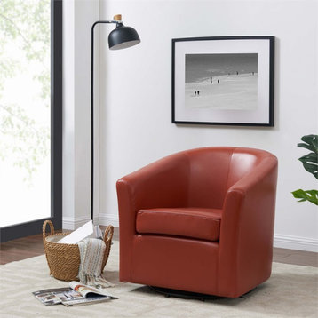 New Pacific Direct Hayden 17.5" Bonded Leather Swivel Chair in Pumpkin Orange