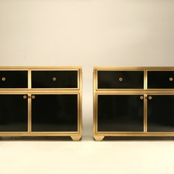 Custom Pair of Solid Bronze and Vitreous Enamel Sink Bases - Bathroom Cabinets