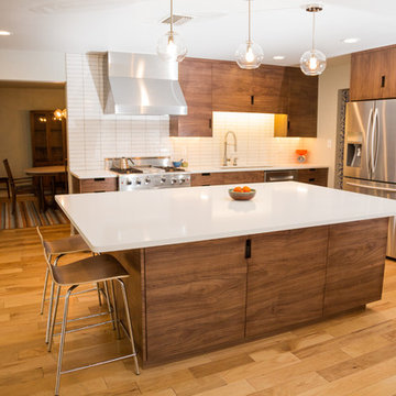 Modern Flat Panel Walnut Kitchen