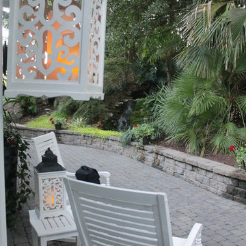 Tropical Backyard Oasis - waterfall and koi pond