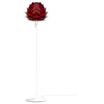 UMAGE - Aluvia Floor Lamp, Ruby/White - Modern. Elegant. Striking. The VITA Aluvia is an artistic assemblage of 60 precision-cut aluminum leaves, overlapping each other on a durable polycarbonate frame. These metal leaves surround the light source, emitting glare-free, ambient light.  The underside of each leaf is painted white for increased light reflection, and the exterior is finished in one of six designer colors. Available in two sizes, the Medium (18.9"h x 23.3"w) can be used as a pendant or hanging wall lamp, while the Mini (11.8"h x 15.7"w) is available as a pendant, table lamp, floor lamp or hanging wall lamp. Hang it over the dining table, position it in a corner, or use as a statement piece anywhere; the Aluvia makes an artistic impact in any room.