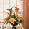 Terra Cotta Calla Lily and Orchid Silk Floral Centerpiece