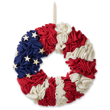 18"D Patriotic/Americana Round Fabric Wreath