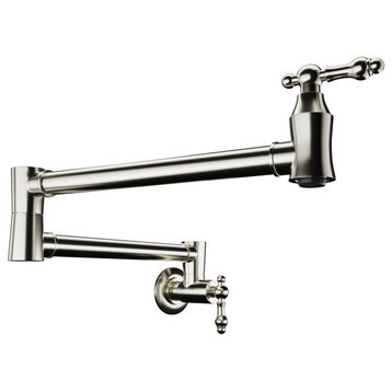 Marca 360-Degree 24" Wall Mounted Pot Filler With Dual Swivel, Brushed Nickel