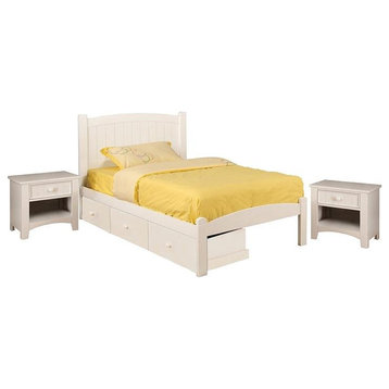 Furniture of America Rina White Wood Bedroom Set - Twin + 2 Nightstands