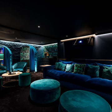 Contemporary Smart Home Cinema and Bar, St Albans