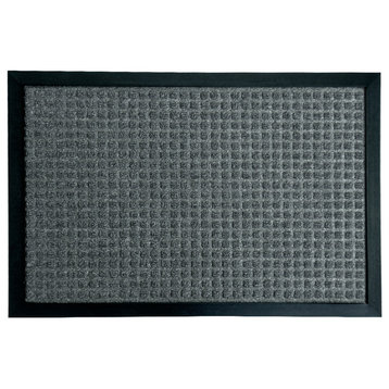 Rubber-Cal "Nottingham" Rubber Backed Carpet Mat - 16 x 24 inches - Charcoal
