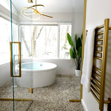 Japanese Inspired Primary Bathroom and adjoining Dressing Room