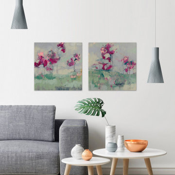 Fuchsia Treeline Diptych