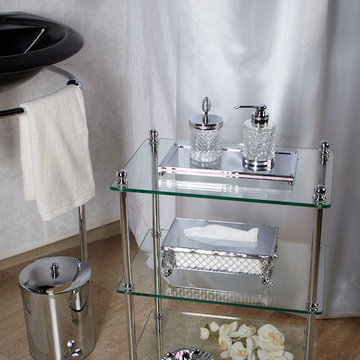 Handmade crystal and nickle bath accessories