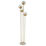 Elk Home - Haute Floreal Floor Lamp - The Haute Floreal Floor Lamp offers Decorative Arts-level sophistication with a cutting-edge, transdisciplinary feel. Flower-evocative metalwork exemplifies Art Nouveau styling, while precision horizontals and luxurious Gold Plating screams Art Deco. Mercury glass and white marble restores Victorian balance, while an echelon of hovering orbs blast it all away with a Disco Glam vibe.