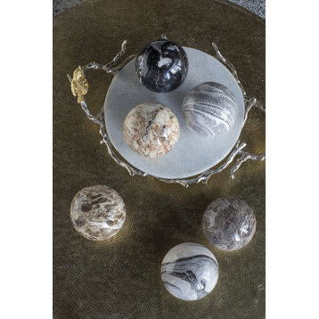 A&B Home 4" Gray Marbleized Contemporary Decorative Balls Set Of 3