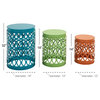 Set of 3 Multi Colored Metal Coastal Indoor/Outdoor Accent Table, 23", 19", 15"