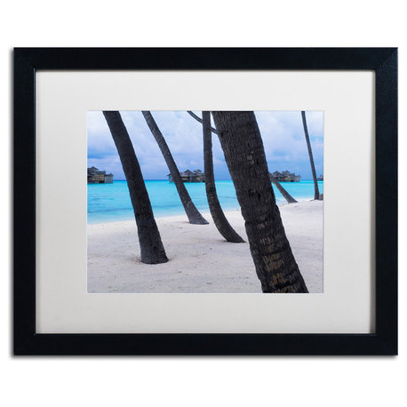 'Beach Palms-Maldives' Matted Framed Canvas Art by David Evans