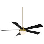 WAC Lighting - Eclipse Indoor/Outdoor 5-Blade Smart Ceiling Fan 54" Satin Brass/Black, LED - This smart fan eclipses conventional ceiling fans in more ways than one.  Eclipse integrates functionality, innovation, advanced technology and a stylish aesthetic that is visually compelling. Three architectural finishes include Brushed Nickel with Titanium, and Matte White and Satin Brass combinations, as well as a Satin Brass and Matte Black combo.  A convenient remote control comes included with this model.