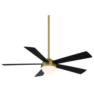 Eclipse Indoor/Outdoor 5-Blade Smart Ceiling Fan 54" Satin Brass/Black, LED