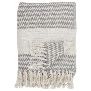 Diamond Weave Pure Cotton Throw Blanket, 50'' x 60'', 2, Grey