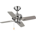Progress Lighting - Drift 4-Blade 32" Ceiling Fan, Brushed Nickel - Enhance your home with the perfect mix of form and function with the 32" four-blade Drift fan. Ideal for smaller spaces, such as closets, mudrooms and laundry rooms, Drift features a powerful motor and a steep pitch to circulate a lot of air within a smaller space. Drift offers a dual mount system and a three-speed pull chain fan switch, as well as an on/off pull chain switch to operate the light.