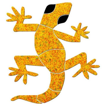 Large Gecko Ceramic Swimming Pool Mosaic 11"x10", Yellow