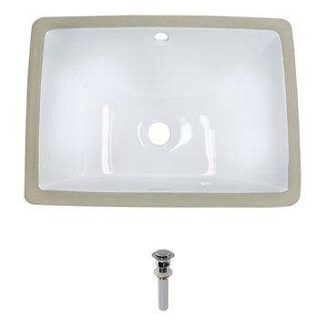 U1611-White Undermount Porcelain Bathroom Sink, Chrome, Ensemble