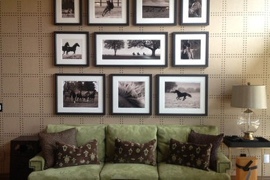 Trendy living room photo in Cleveland