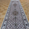 2'6x13'7 Runner Handmade Ivory Mahi Tabriz Rug Wool & Silk