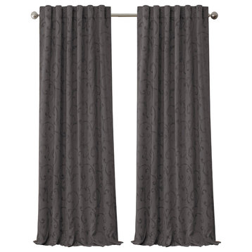 Mia Blackout Rod Pocket Window Curtain, Gray, 52"x84"