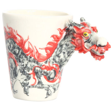 Dragon 3D Ceramic Mug, Red