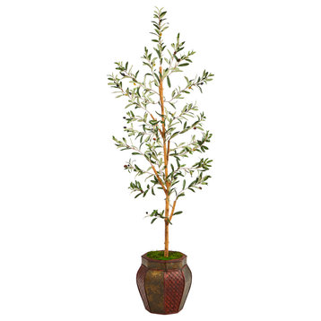 5.5' Olive Artificial Tree, Decorative Planter