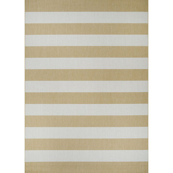 Afuera Yacht Club 5229 and 8505 Striped Rug, Butterscotch and Ivory, 5'3"x7'6"