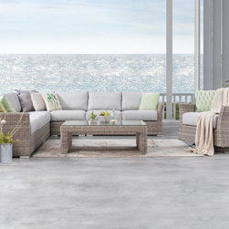 SAVANNAH Outdoor Wicker Large Corner Lounge + Rocker - Outdoor Lounge Sets