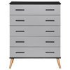 Better Home Products Eli Mid-Century Modern 5 Drawer Chest in Black & Light...