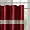 Madison Park Faux Silk Embroidered Floral Shower Curtain With Red MP70-644