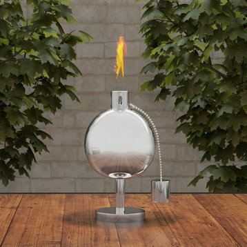 Tabletop Torch Lamp Stainless Steel Outdoor Fuel Canister for Citronella