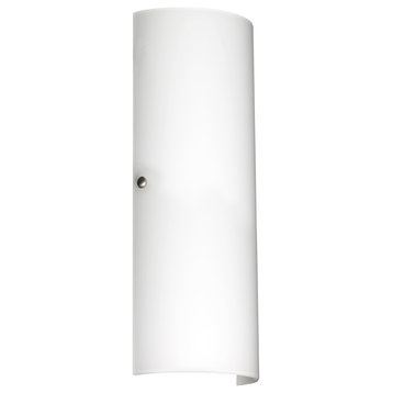 Torre 18 2 Light Wall Sconce, Satin Nickel, Incandescent, White Matte Glass