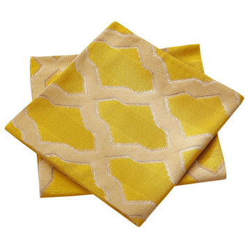 Safi Jacquard Valance and Pillow Shell Sets , Gold, 20" X 20" / 56" X 19"