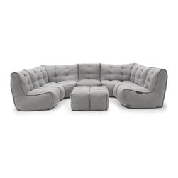 Mod 6 Lounge Max - Keystone Grey (with linen) - Corner Sofas