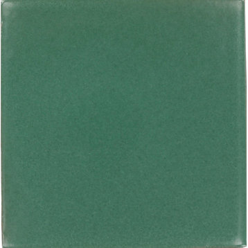 Tierra y Fuego Handmade Ceramic Tile, 4.25x4.25" Green, Box of 45