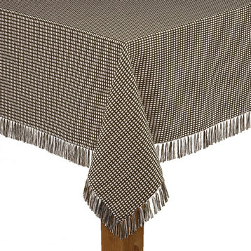 Homespun Fringed 100% Cotton Tablecloth, Chocolate, 60"x120"